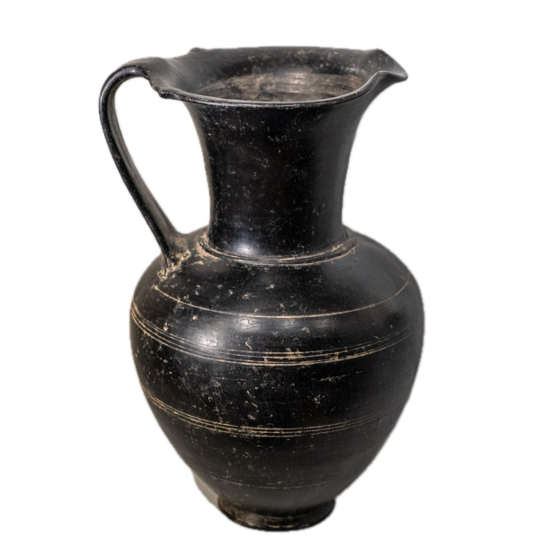Grande œnochoé en céramique noire « Bucchero Nero »